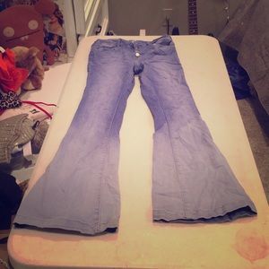 Ombré jeans. Legging material. Wide leg. Hippie